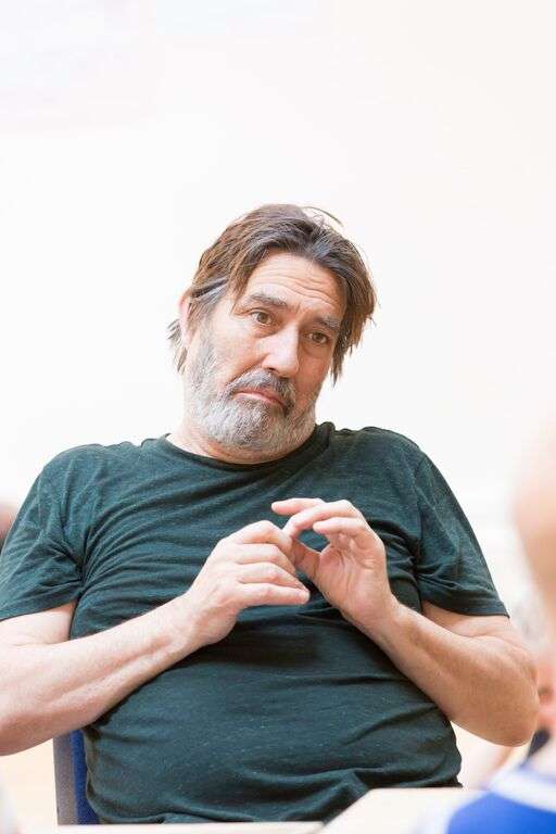 Ciarán Hinds (Claudius) in rehearsals for Hamlet Johan Persson