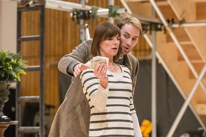 Doon Mackichan & Oliver Chris in rehearsals for Twelfth Night. Photo by Marc Brenner