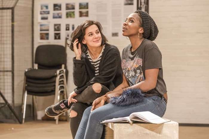 Phoebe Fox and Tamara Lawrance in rehearsals for Twelfth Night. Image by Marc Brenner