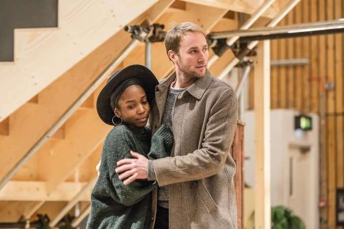 Tamara Lawrance and Oliver Chris in rehearsals for Twelfth Night. Image by Marc Brenner