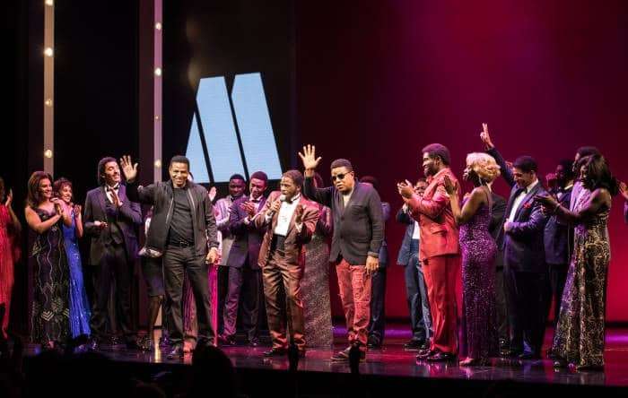 l-r Jackie and Tito Jackson on stage with the West End company of Motown the Musical - Photo credit Craig Sugden