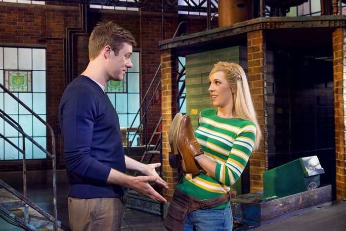 David Hunter (Charlie Price) and Verity Rushworth (Lauren) in Kinky Boots at the Adelphi Theatre, photo by Matt Crockett