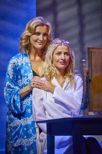 LtoR Sara Poyzer as Donna and Georgina Castle as Sophie in MAMMA MIA! Credit Brinkhoff & Mögenburg