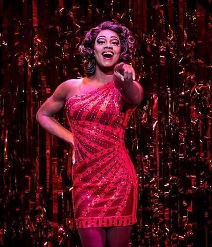 Simon-Anthony Rhoden as Lola in Kinky Boots at the Adelphi Theatre, photo by Darren Bell