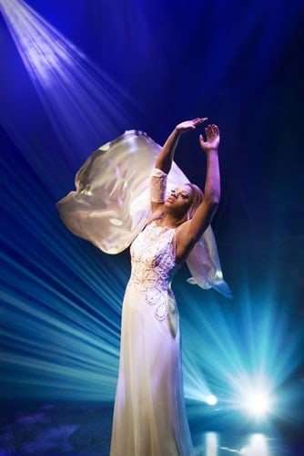Simon-Anthony Rhoden as Lola in Kinky Boots at the Adelphi Theatre, photo by Matt Crockett