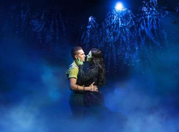 Aaron Sidwell as Fiyero and Amy Ross as Elphaba in WICKED UK & Ireland Tour. Photo Credit Matt Crockett