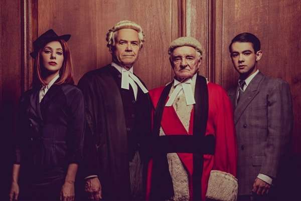 Catherine Steadman, David Yelland, Patrick Godfrey and Jack McMullen in Witness for the Prosecution photo by Idil Sukan