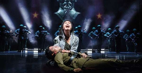 MISS SAIGON. Sooha Kim 'Kim' and Gerald Santos 'Thuy'. Photo Johan Persson