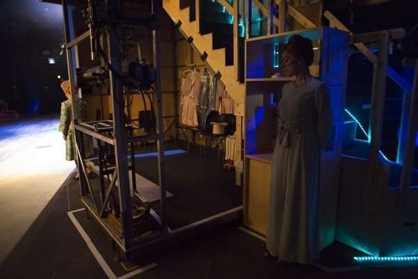 Imelda Staunton (l) who plays Sally Durrant and Janie Dee (r) who plays Phyllis Rogers Stone waiting to go on stage (c) Ellie Kurttz