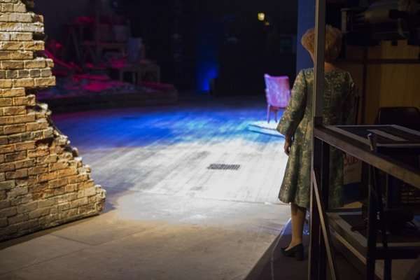 Imelda Staunton who plays Sally Durrant waiting in the wings to go on stage (c) Ellie Kurttz
