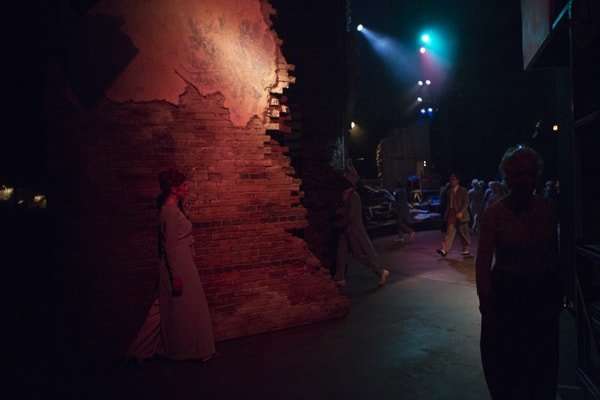 Janie Dee who plays Phyllis Rogers Stone waiting in the wings to go on (c) Ellie Kurttz