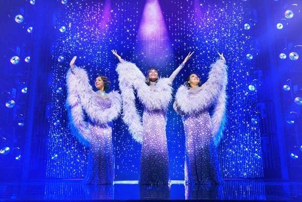 Asmeret Ghebremichael, Brennyn Lark and Marish Wallace in Dreamgirls at the Savoy Theatre. Credit-Dewynters.