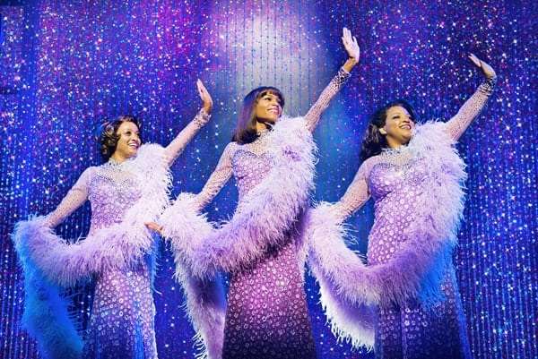 Asmeret Ghebremichael, Brennyn Lark and Marish Wallace in Dreamgirls at the Savoy Theatre. Credit-Dewynters.