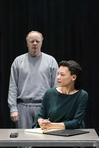 Jason Watkins (Ralph) and Nina Sosanya (Agnetha) in Frozen at the Theatre Royal Haymarket. Photo by Johan Persson