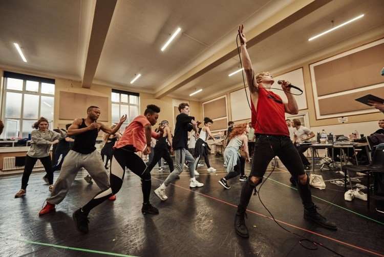 Andrew Polec and the cast in rehearsals for BAT OUT OF HELL - credit Specular.