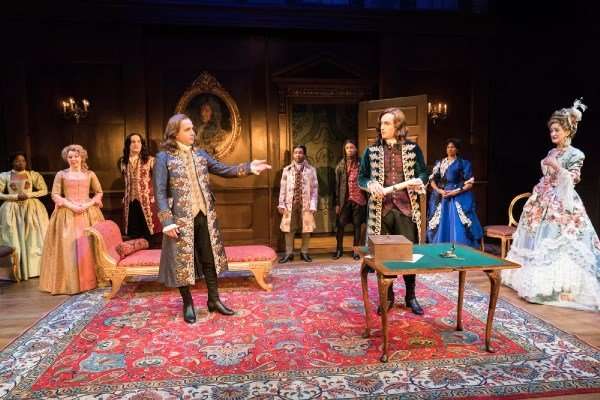 The company in The Way of the World at the Donmar Warehouse, director James Macdonald, designer Anna Fleischle. Photo Johan Persson