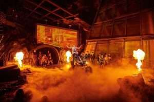 Andrew Polec as Strat Christina Bennington as Raven in BAT OUT OF HELL THE MUSICAL. Photo Credit Specular