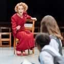Lia Williams (Jean Brodie) in The Prime of Miss Jean Brodie, Donmar Warehouse, directed by Polly Findlay, designed by Lizzie Clachan. Photo Manuel Harlan