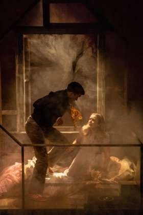 Linford Johnson & Rafaella Hutchinson in The Rise and Fall of Little Voice at Park Theatre. Photo by Ali Wright