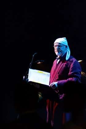 Griff Rhys Jones as Scrooge in London Musical Theatre Orchestra's concert version of A Christmas Carol