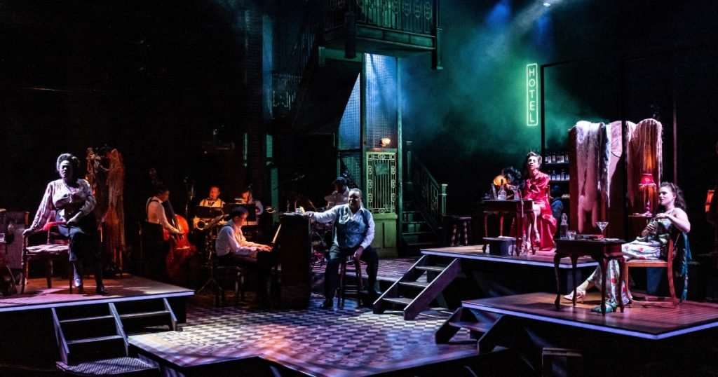 Sharon D Clarke (The Lady), Clive Rowe (The Man), Debbie Kurup (The Woman), Gemma Sutton (The Girl). Credit Matt Humphrey.