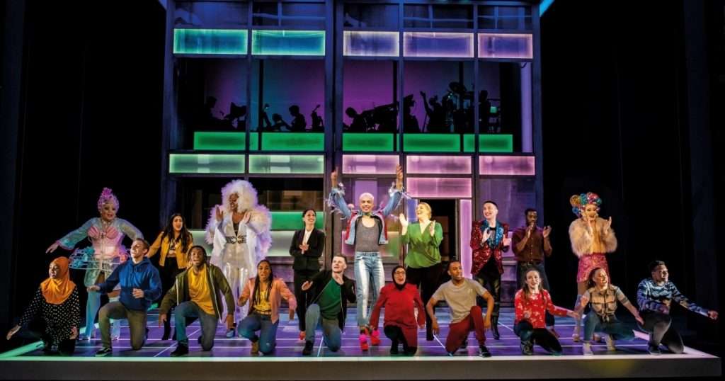 The company of Everybody's Talking About Jamie at the Apollo Theatre. Photo credit Matt Crockett