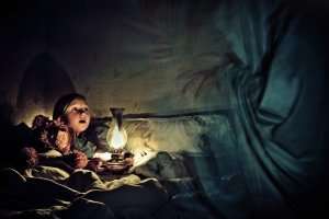 Nightmare - Little girl scared by a ghost.