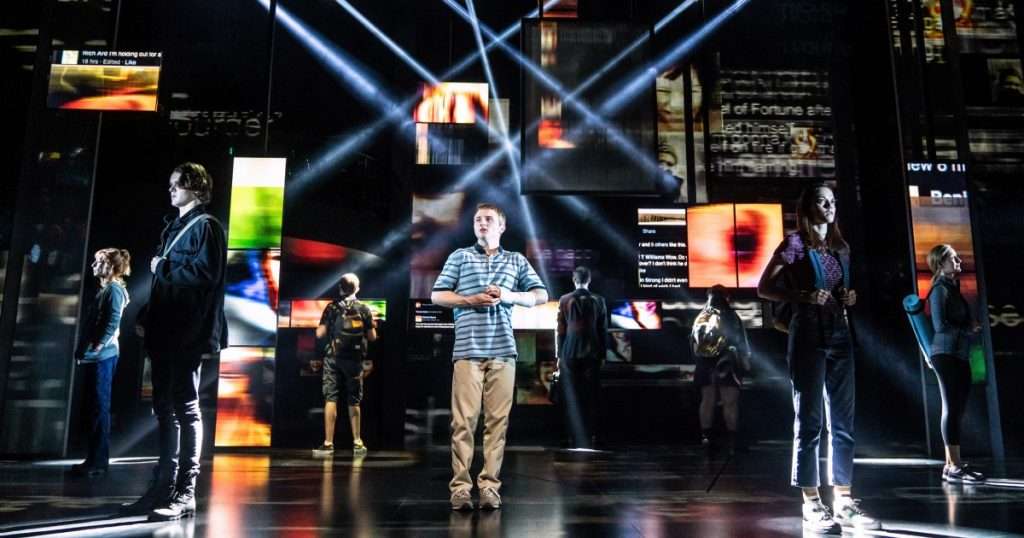 centre Marcus Harman (Evan Hansen) photo by Matthew Murphy.