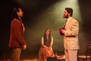Broken Wings. Ayesha Patel (Dima Bawab), Lucca Chadwick-Patel (Young Khalil Gibran) & Stephen Raman-Hughes (Farris Karamy). Credit - Danny Kaan