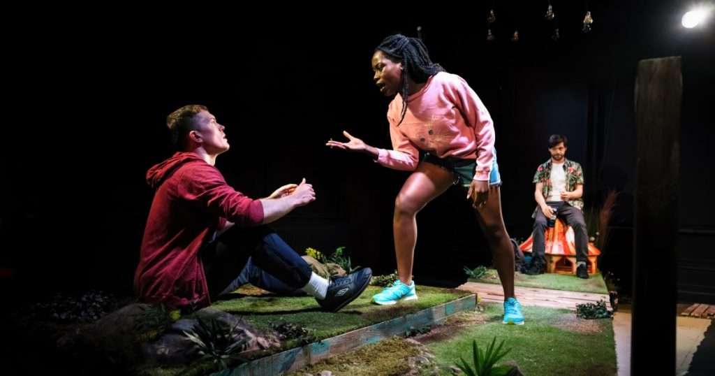 Jack Condon, Whitney Kehinde, Theo Ancient (c) Alex Brenner, Jawbones Theatre - If Destroyed Still True at the Hope Theatre.