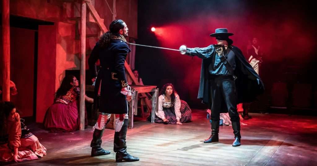 Alex Gibson Giorgio Ramon And Benjamin Purkiss Zorro In Zorro The Musical Photo By Pamela Raith Photography