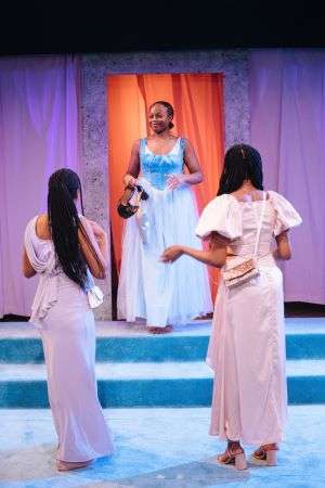 Bukky Bakray (Funmi) in SLEEPOVA by Matilda Feyiṣayọ Ibini at Bush Theatre. Photo credit Helen Murray.