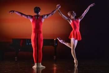 Ryoichi Hirano, Melissa Hamilton in MacMillan's 'Concerto' in BALLET NIGHTS. photo by Deborah Jaffe.