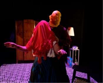 Charlotte McCurry and Thomas Finnegan in Lie Low at Royal Court Theatre. Photo credit: Ciaran Bagnall.