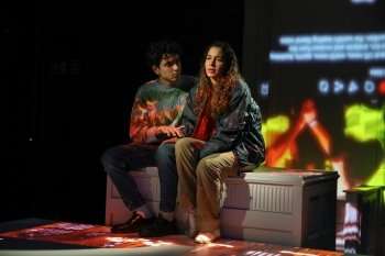 Antigone [on strike]. Photo by Nir Segal