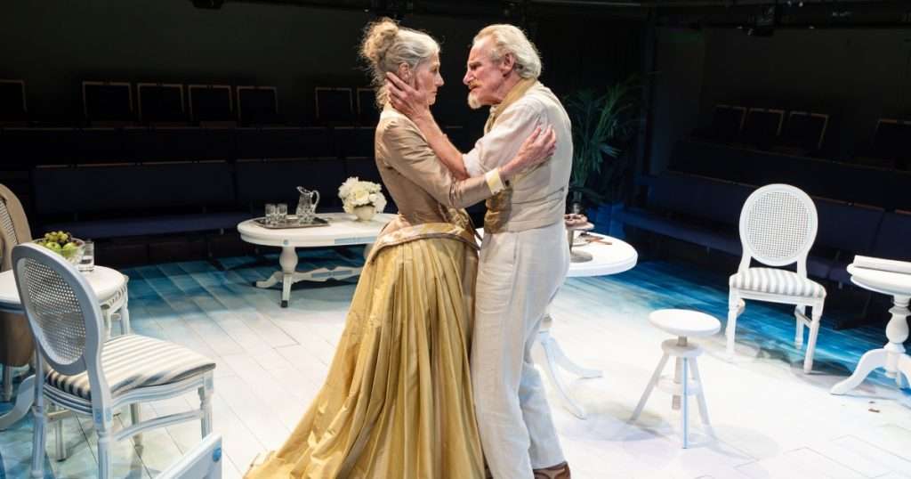 Geraldine James and Nicholas Farrell in Creditors. Photo credit: Ellie Kurttz.