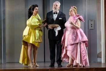 Isabelle Peters, Simon Bailey, Grace Durham, ENO’s Cinderella (La Cenerentola) 2025 © Mark Douet