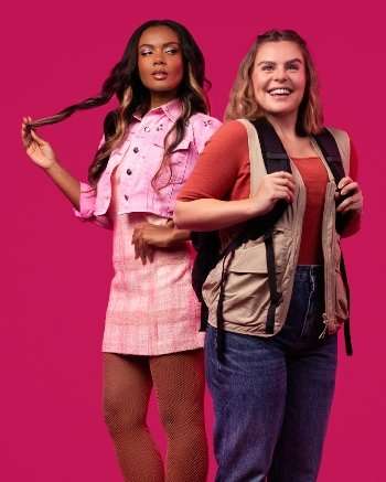 MEAN GIRLS. Vivian Panka (Regina George) and Emily Lane (Cady Heron). Photo Matt Crockett.