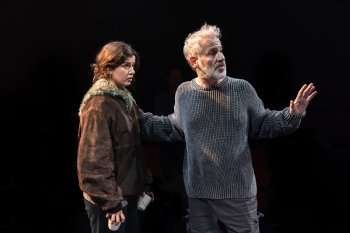 Nancy Farino as Joy and Jason Thorpe as Winston in Fatherland. Credit: Pamela Raith Photography
