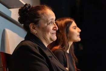 (L-R) Lucy Christofi Christy (Aristeia) and Chrisanthi Livadiotis (Xenia) in The Ophiolite by Philip de Voni at Theatro Technis. Photo credit - Andreas Lambis