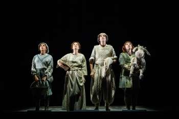 Simbi Akande (Cinderella), Laura Pitt-Pulford (Baker's Wife), John Dagleish (Baker), Keith Ramsay (Jack). Photo credit: Johan Persson